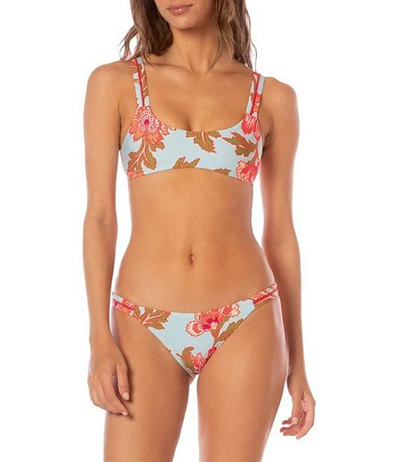 Nalai Floral Sky Reversible Embroidered Sporty Bralette Swim Top- MAAJI