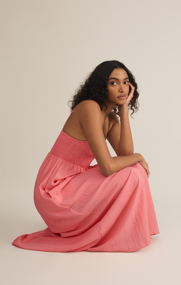 BEACHSIDE MIDI DRESS - SUNSET PINK - ZD231223