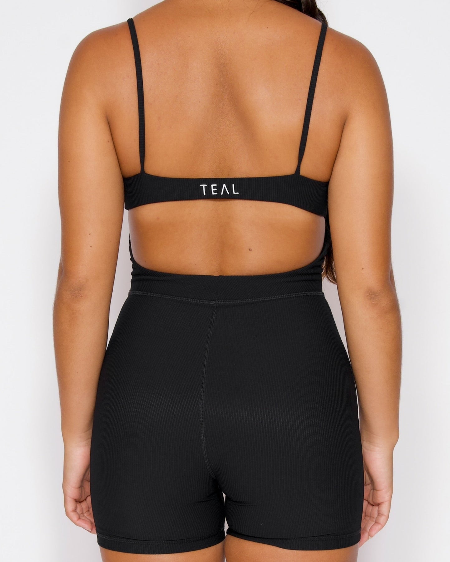 KAYLA ribbed JUMPSUIT 4.5” - Black - Active By Teal