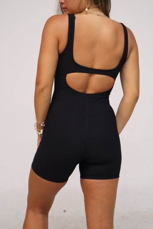 RIBBED AURA Jumpsuit- BLACK- Active By Teal