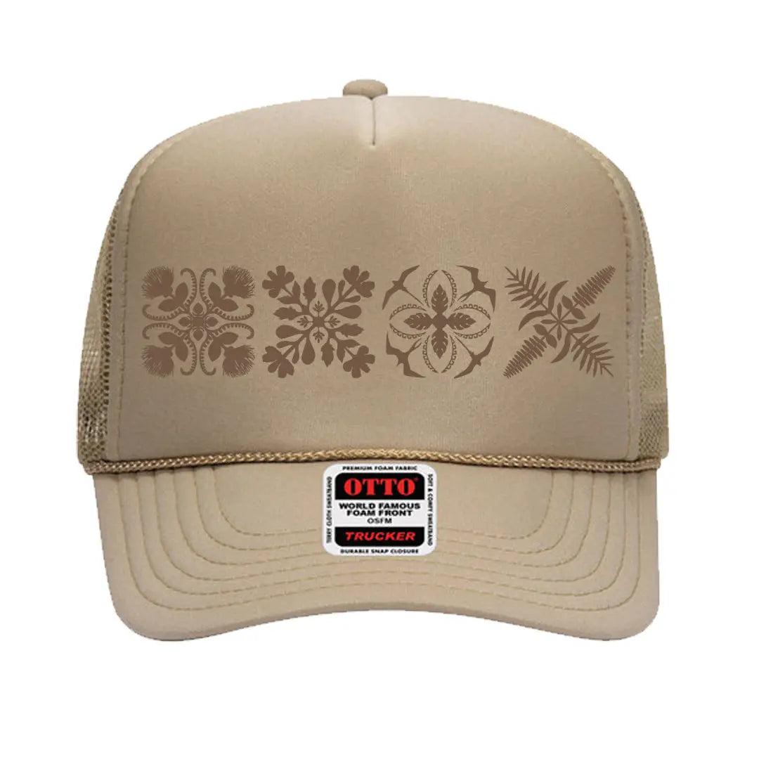4Quilt Trucker Hat- Beige/Brown - Na Koa Brand