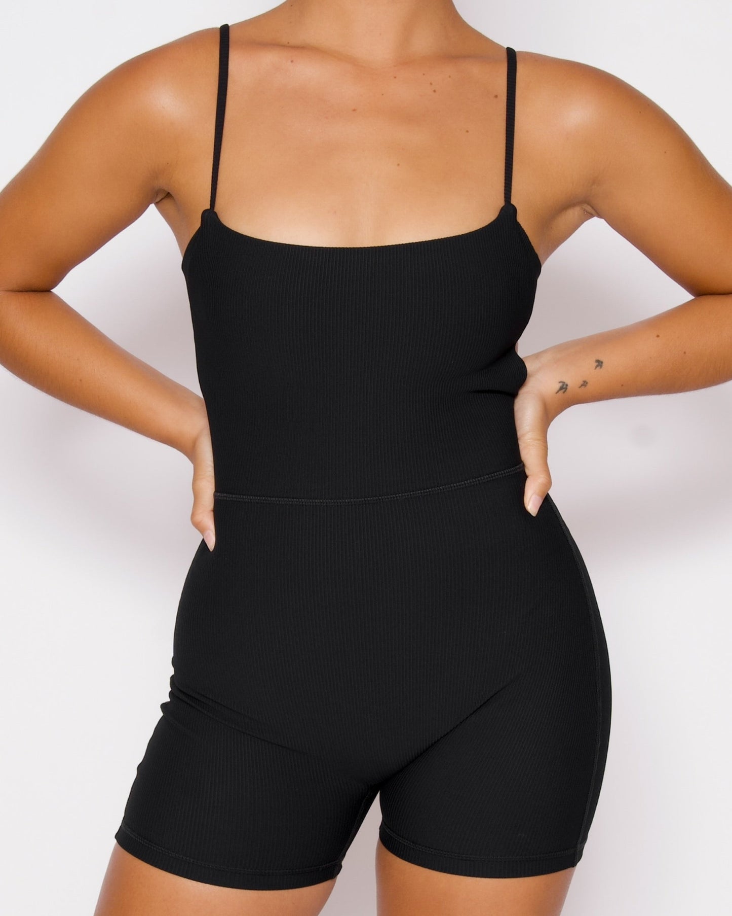 KAYLA ribbed JUMPSUIT 4.5” - Black - Active By Teal