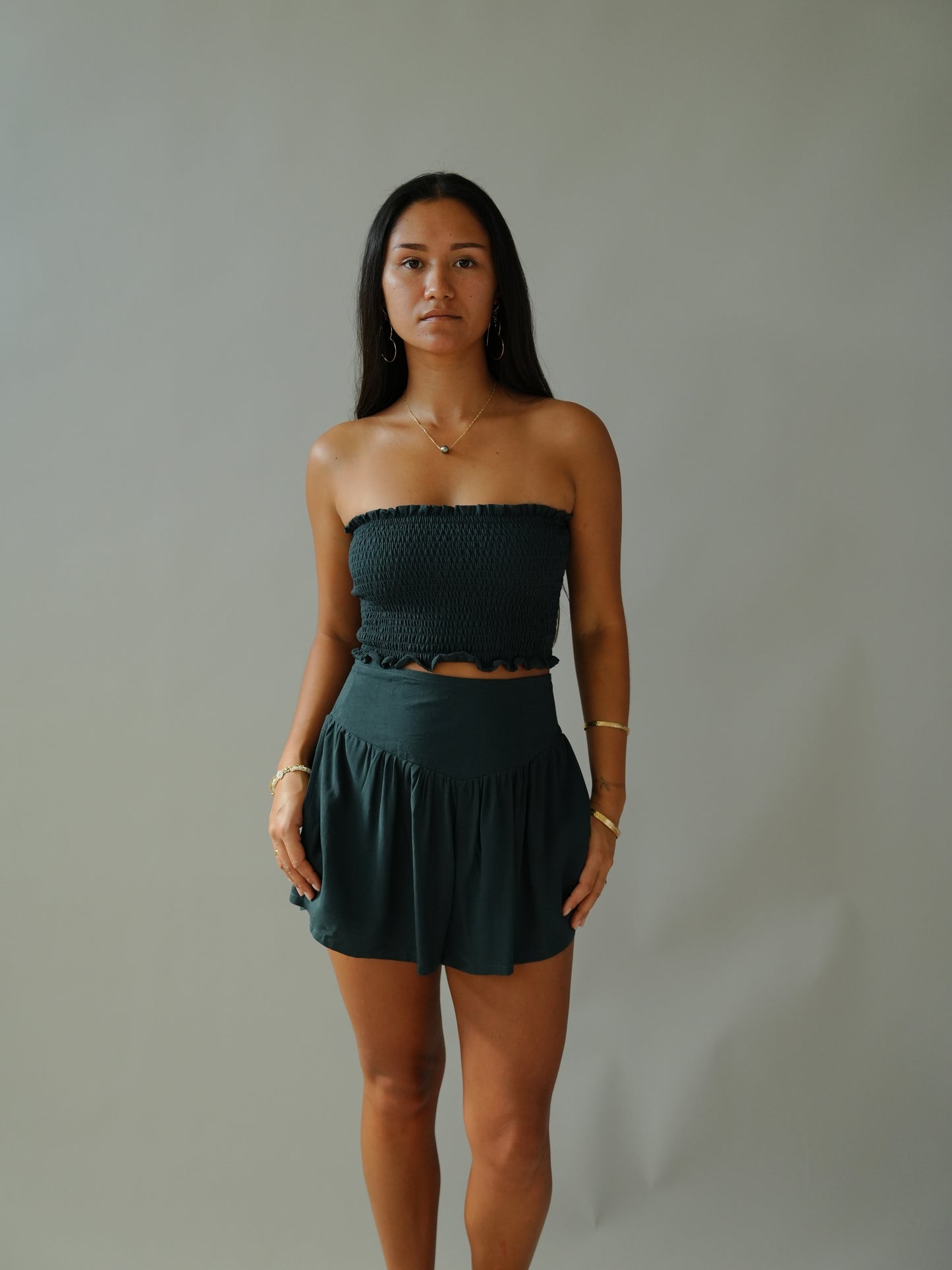 Yara Bandeau Top - Solid Carbon