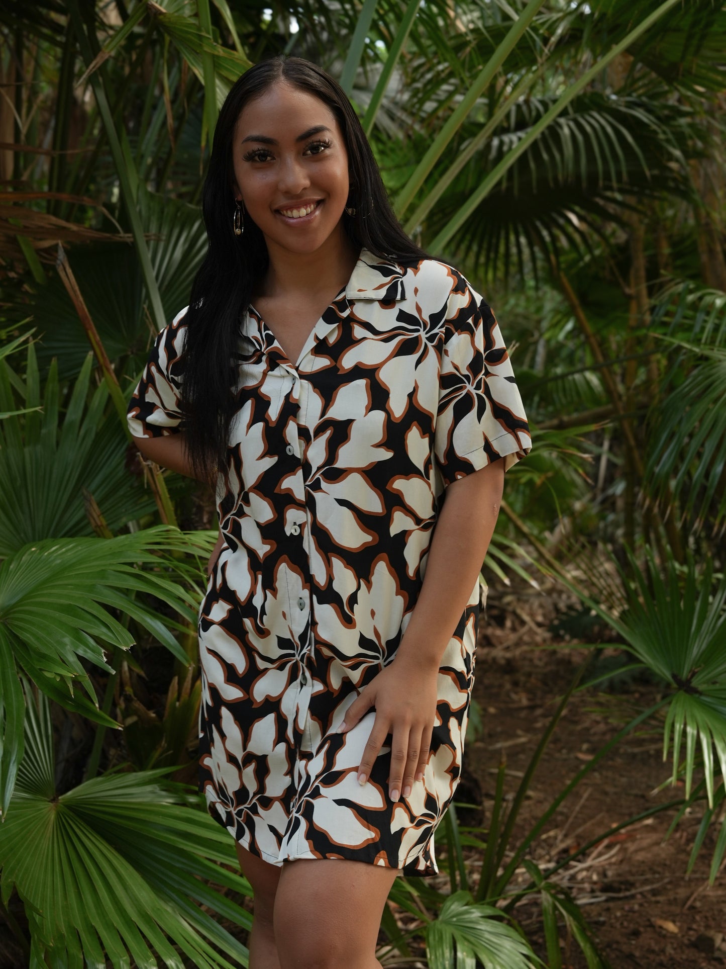 Calabria Shirt Dress - Bloomtide Black