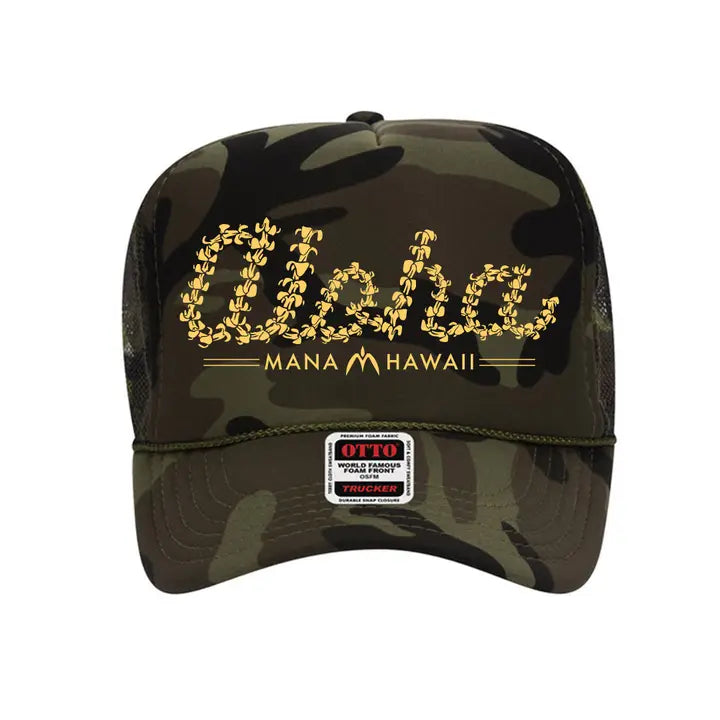 Aloha Puakenikeni Foam Trucker Hat - Camouflage - Na Koa