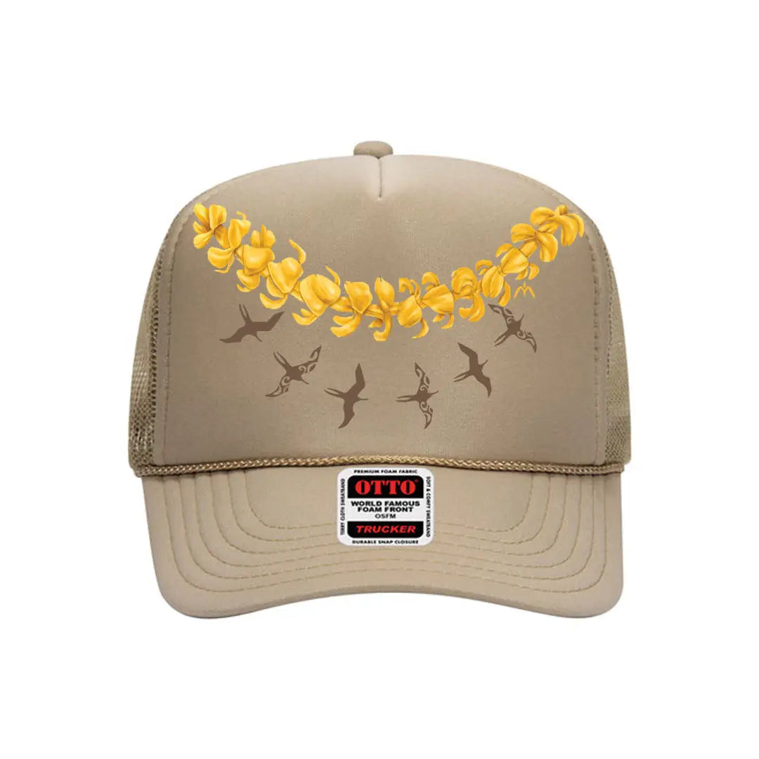 Pua x Iwa Trucker Hat- Khaki - Na Koa Brand