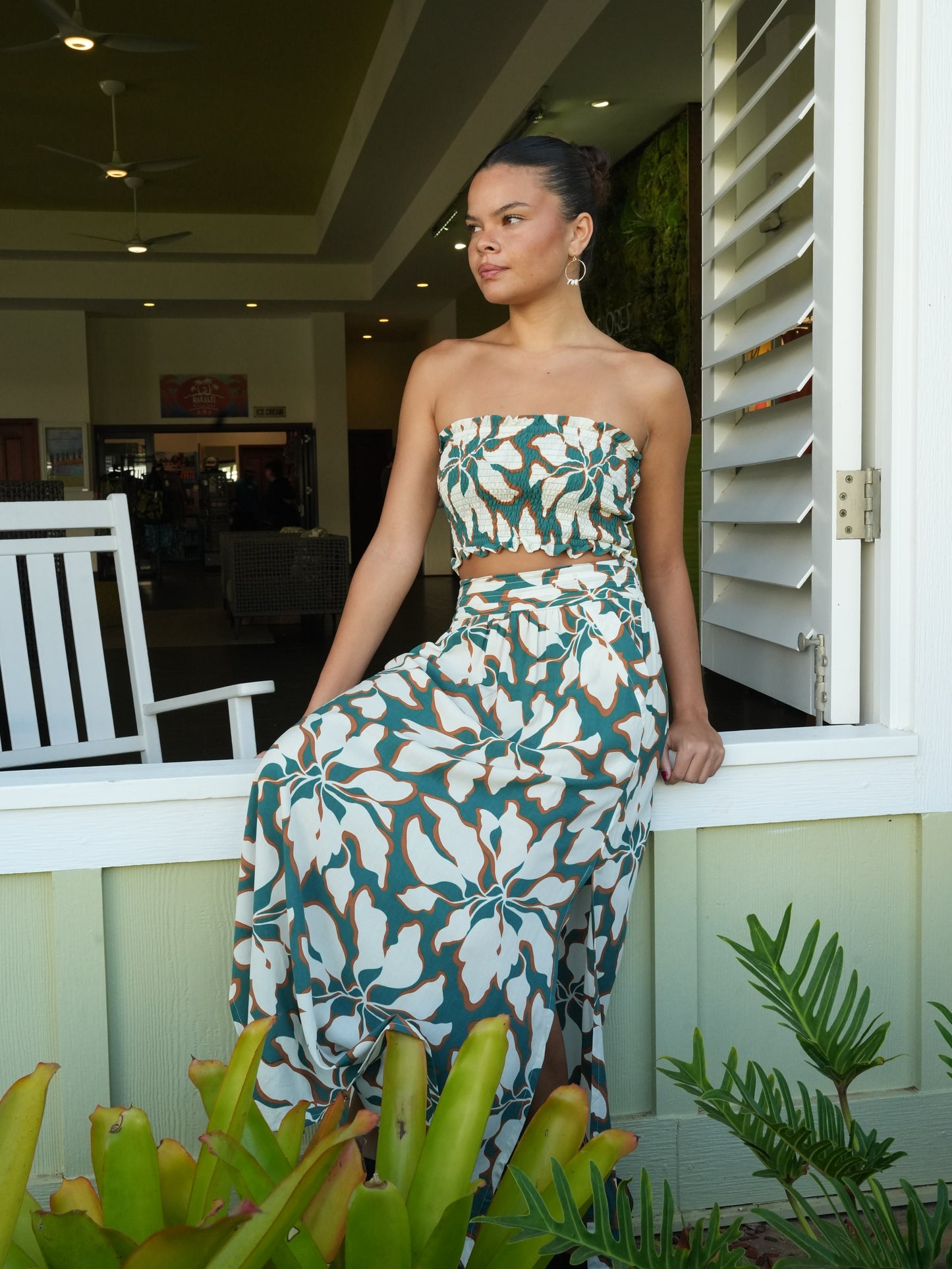 Viora Skirt - Bloomtide Petrol