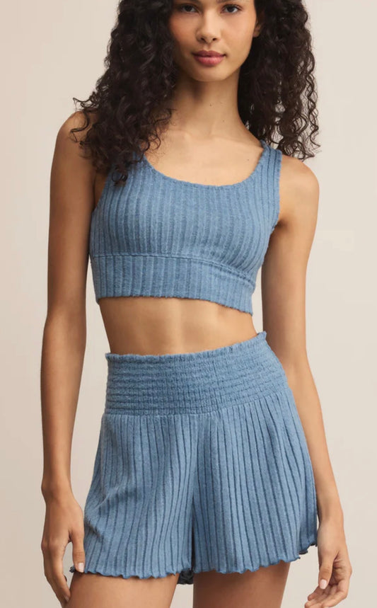 ZOE RIB TANK BRA- OCEANIC BLUE- ZLT253819