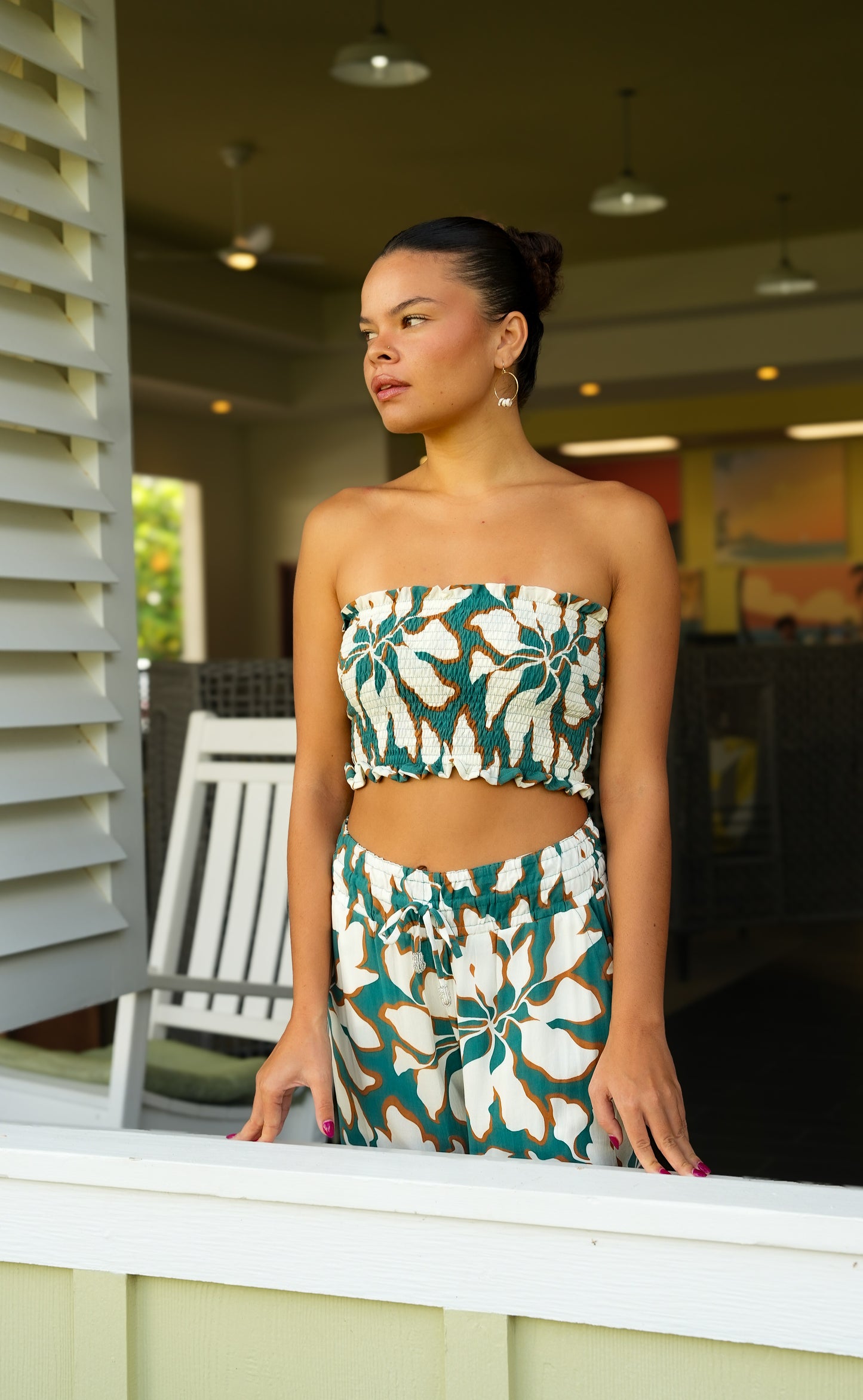 Yara Bandeau Top - Bloomtide Petrol