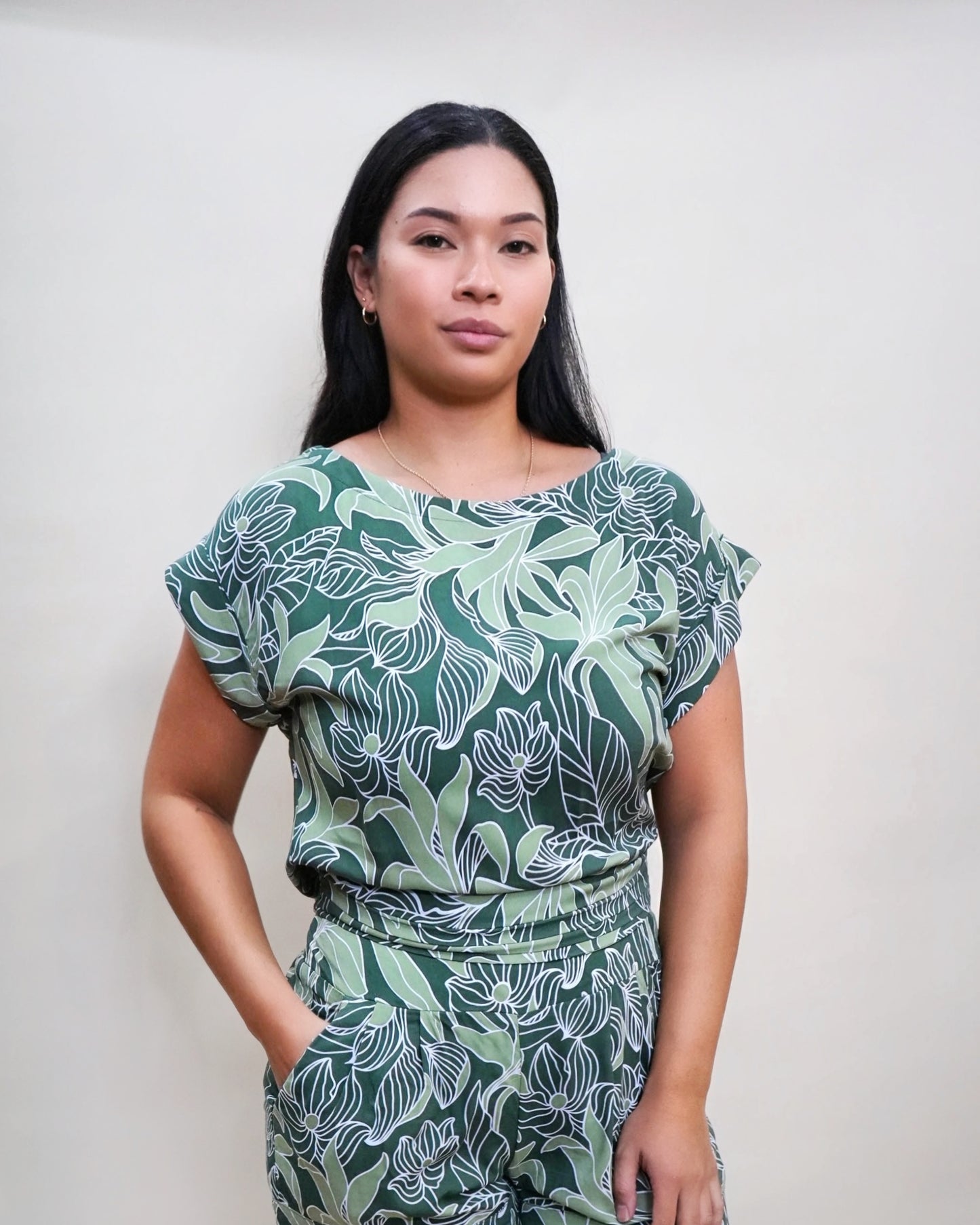 MAREVA TOP -Tropical Green