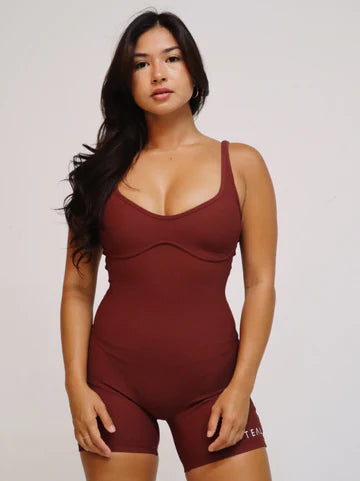 RIBBED AURA Jumpsuit- SANGRIA - Active By Teal