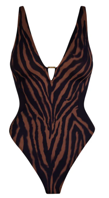 Hi Cut Plungey Triangle - Contour Mocha Zebra/Black - TA3