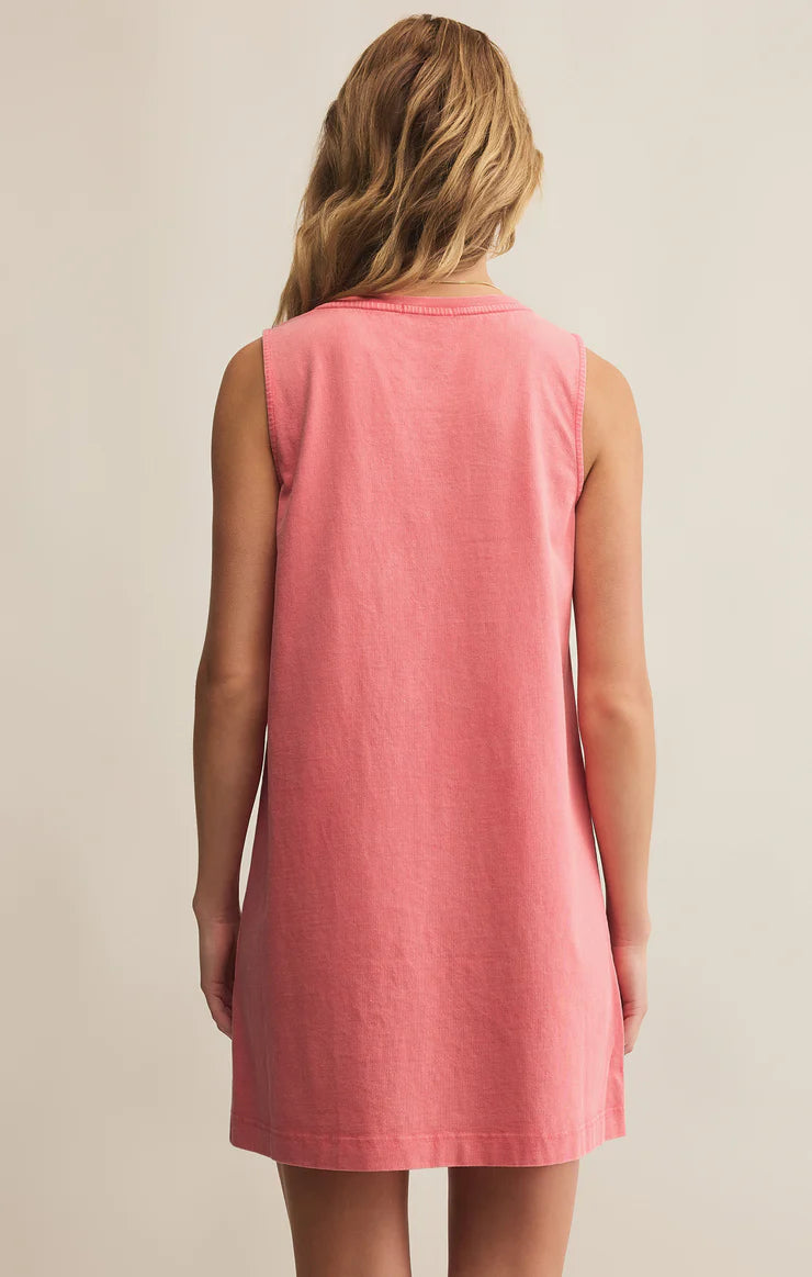 SLOANE V NECK MINI DRESS - SUNSET PINK - ZD251440