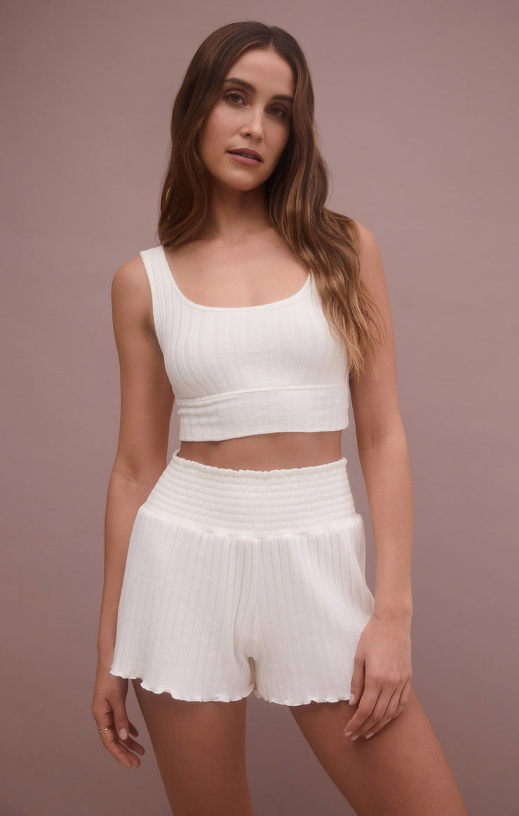 DAWN SMOCKED RIB SHORT- Bone - ZLS251383