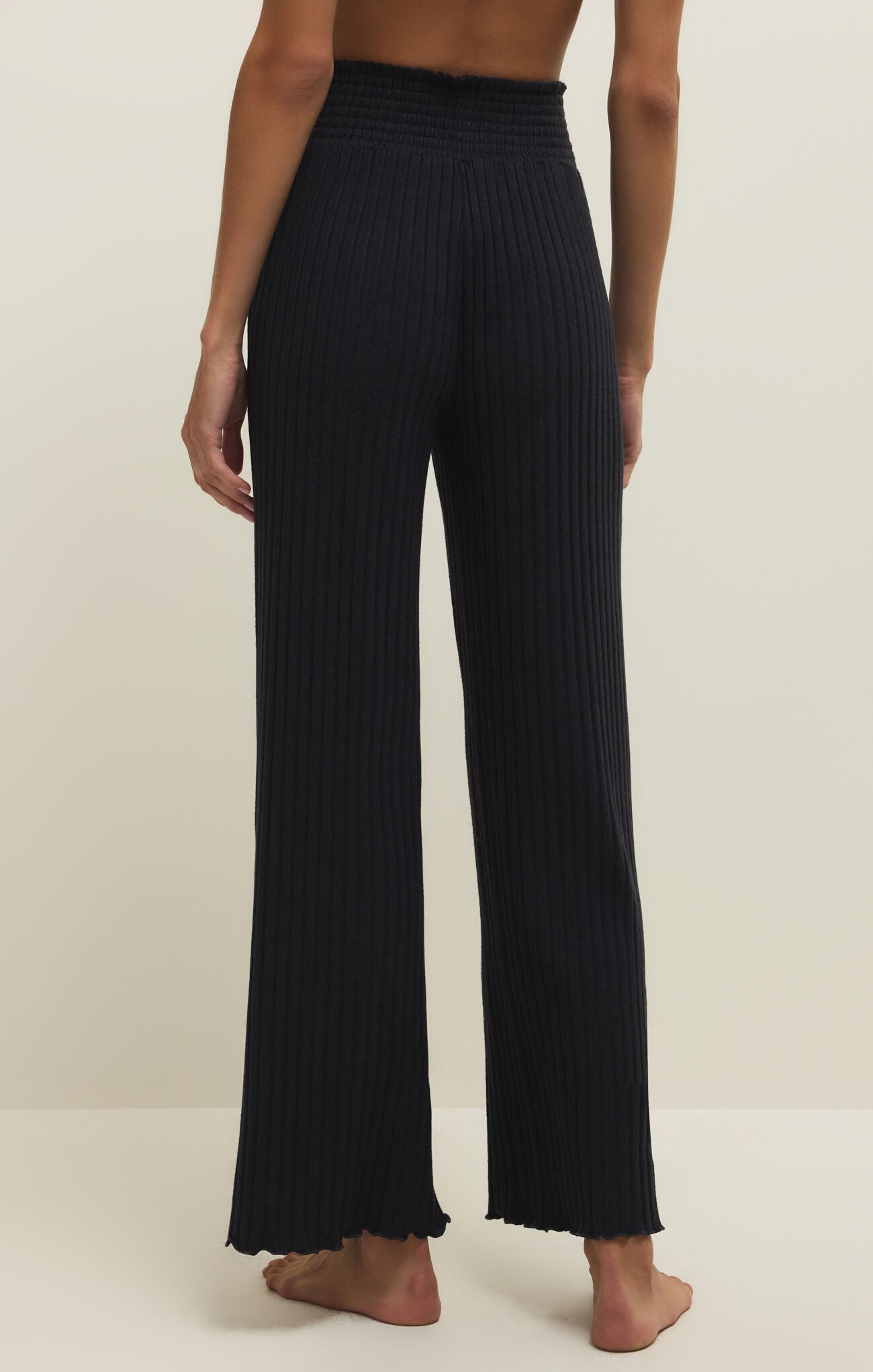 Dawn Smocked Rib Pant - Black Sand - ZLP253824