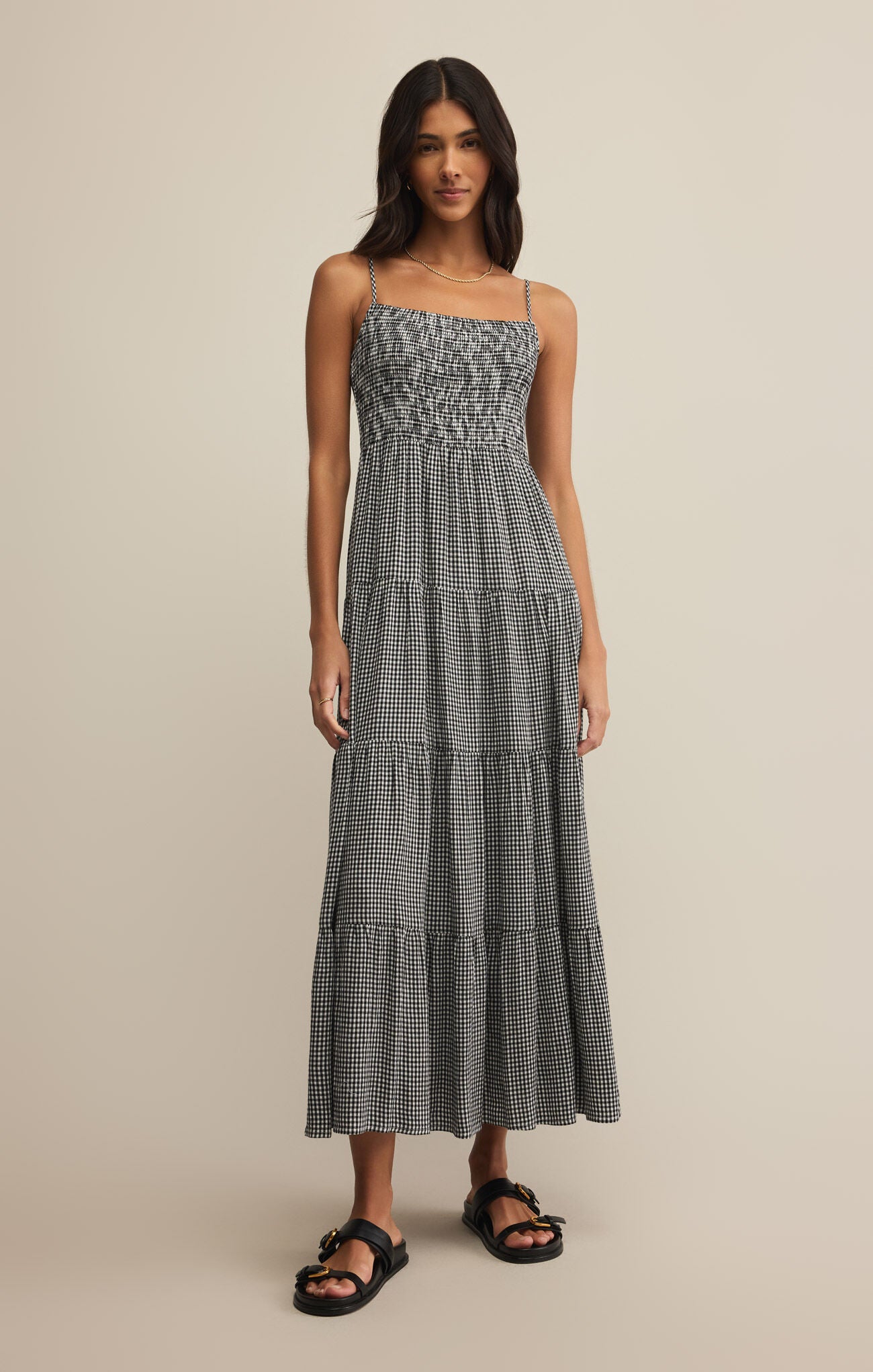 BALOS GINGHAM DRESS - BLACK - ZD251353