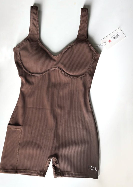 RIBBED AURA Jumpsuit- MOCHA- Active By Teal