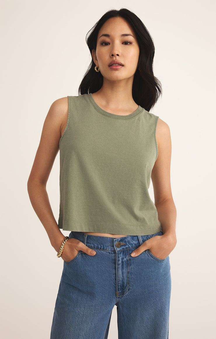 SLOANE JERSEY MUSCLE TANK - AVOCADO - ZT212568
