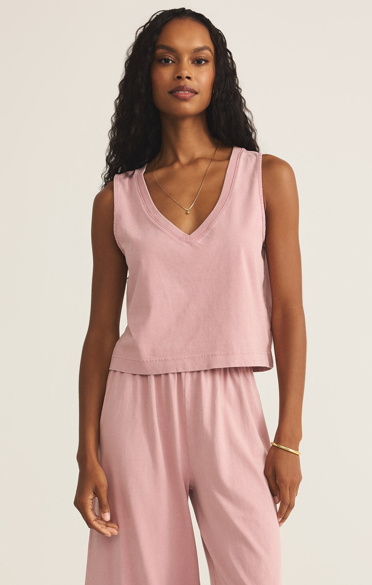 SLOANE V-NECK TOP - PINK SMOKE - ZT242656