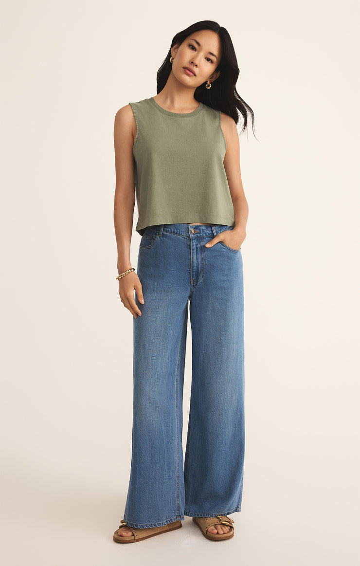 SLOANE JERSEY MUSCLE TANK - AVOCADO - ZT212568