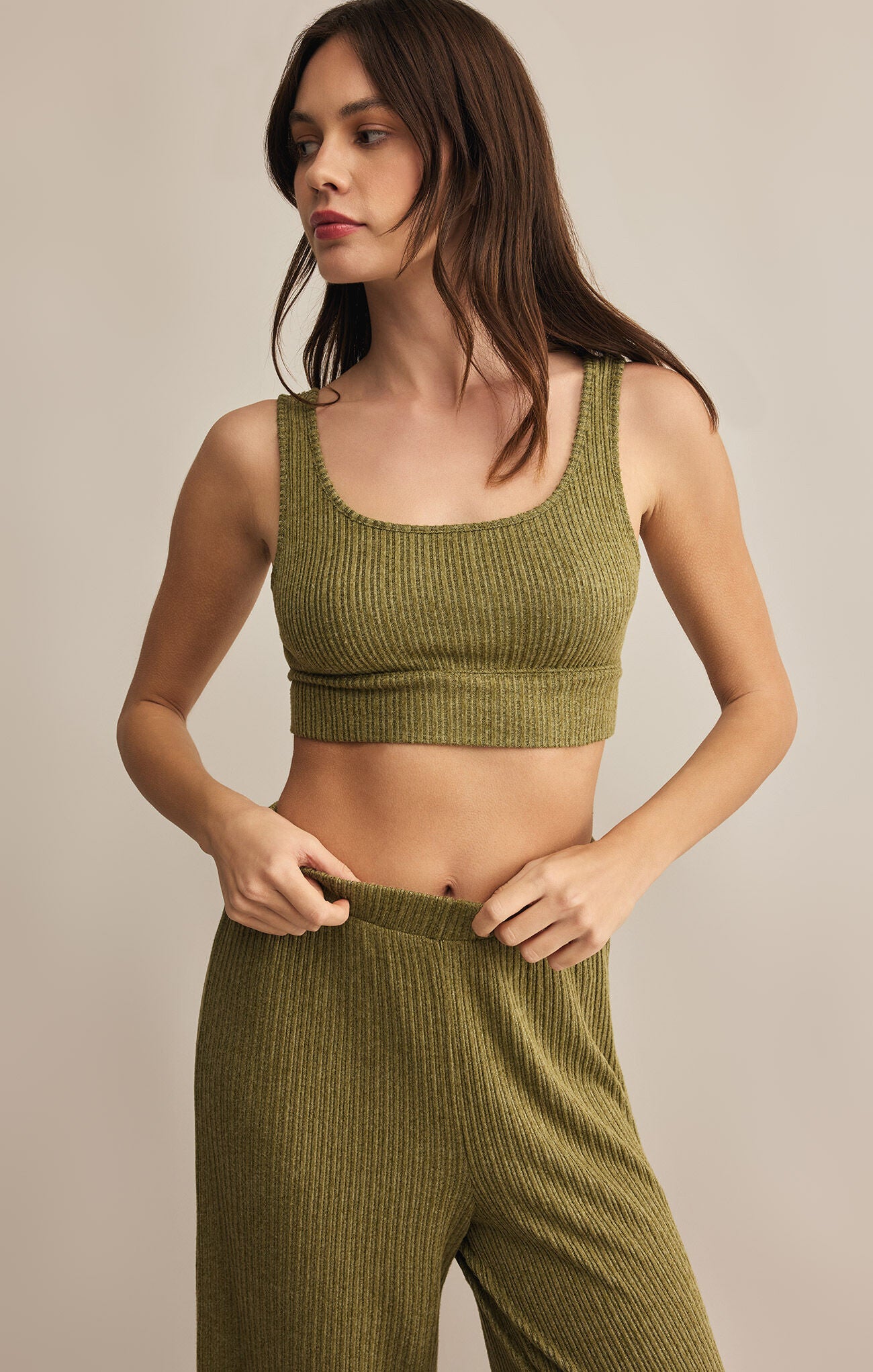 Zoe Rib Tank Bra - Fern - ZSUPPLY