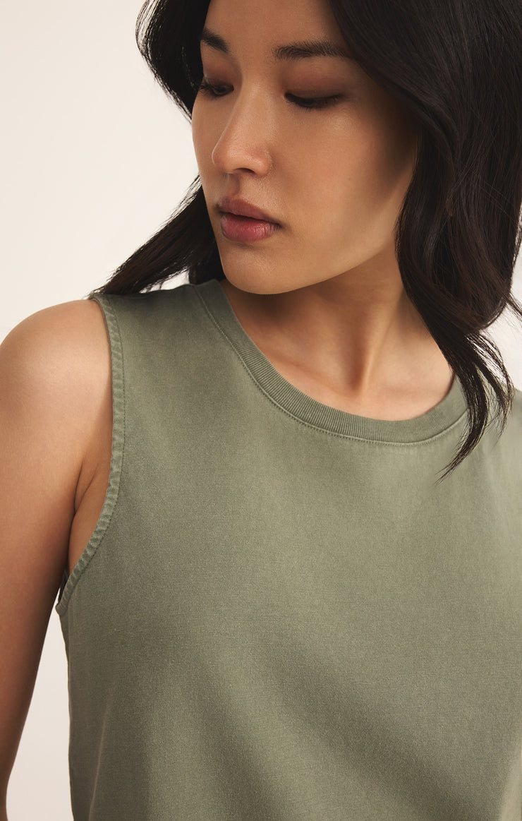 SLOANE JERSEY MUSCLE TANK - AVOCADO - ZT212568