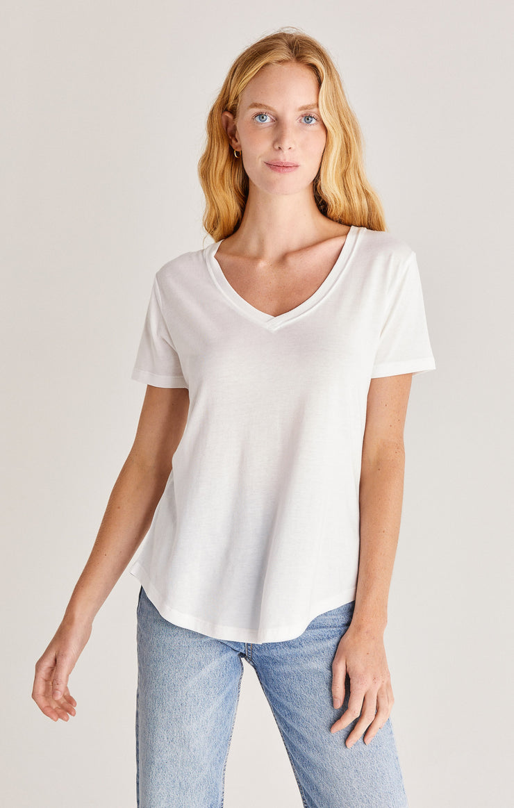 MODAL VNECK TEE- WHITE - ZT211324 Zsupply