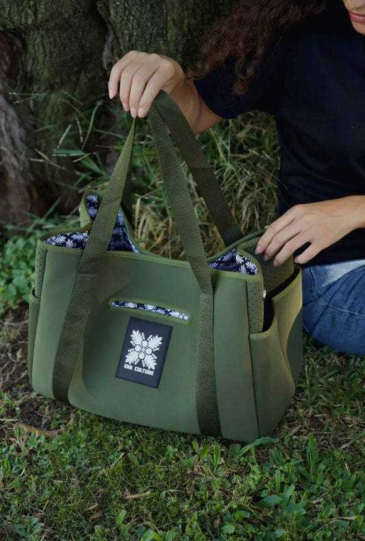 HIGH SOCIETY TOTE IN OLIVE - EHA