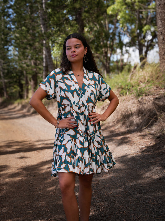 Heinui Dress - Bloomtide Petrol