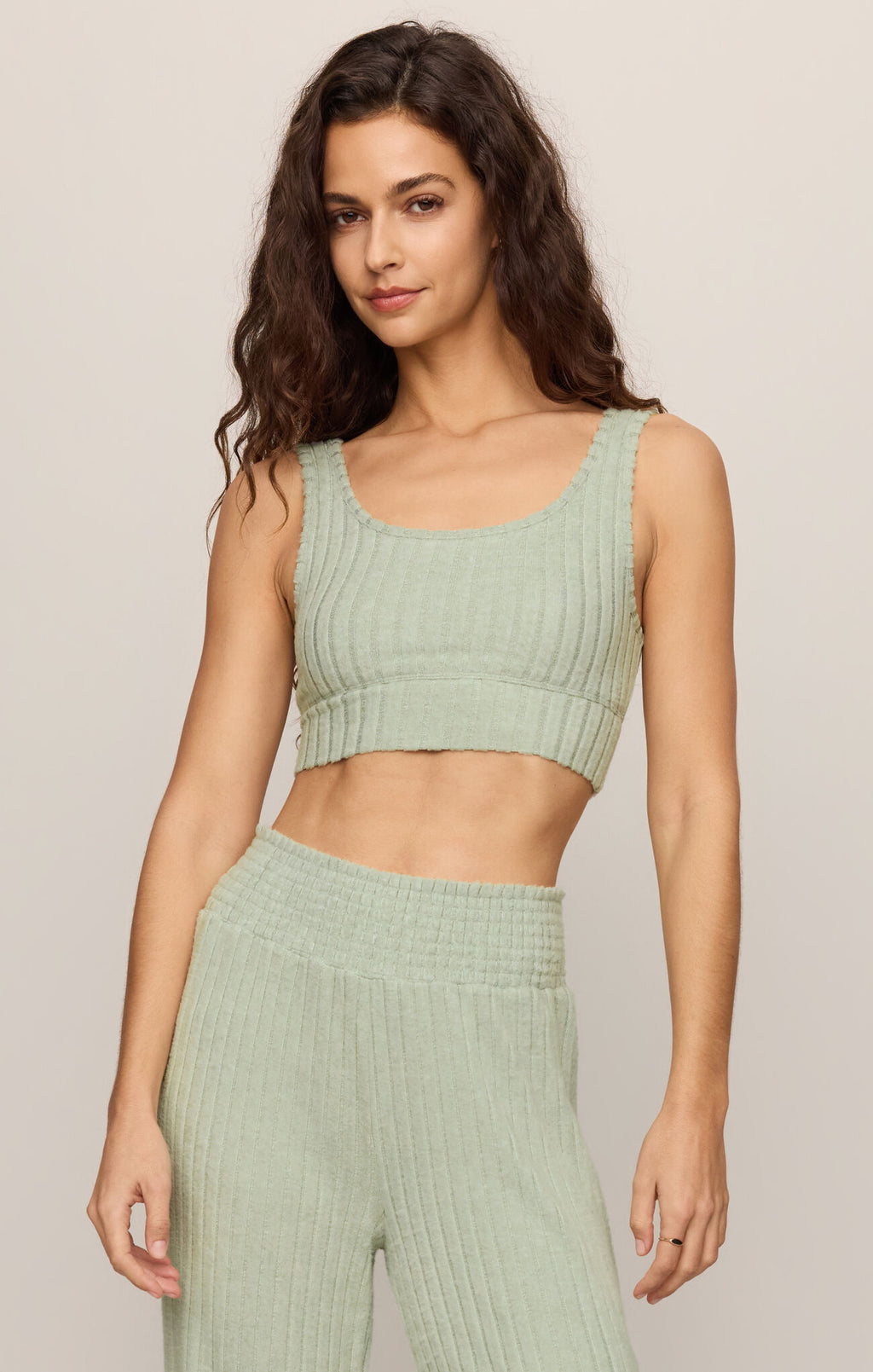 Zoe Rib Tank Bra - Aqua Cloud - ZLT253819