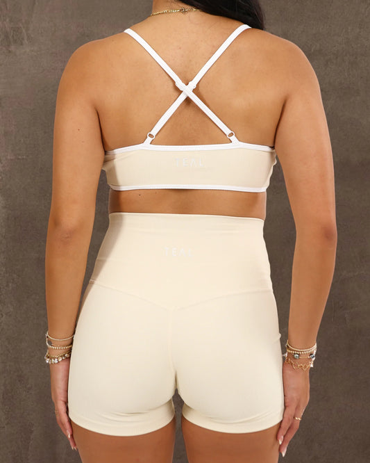 Ribbed Cross Back Bra - Coconut - ABT