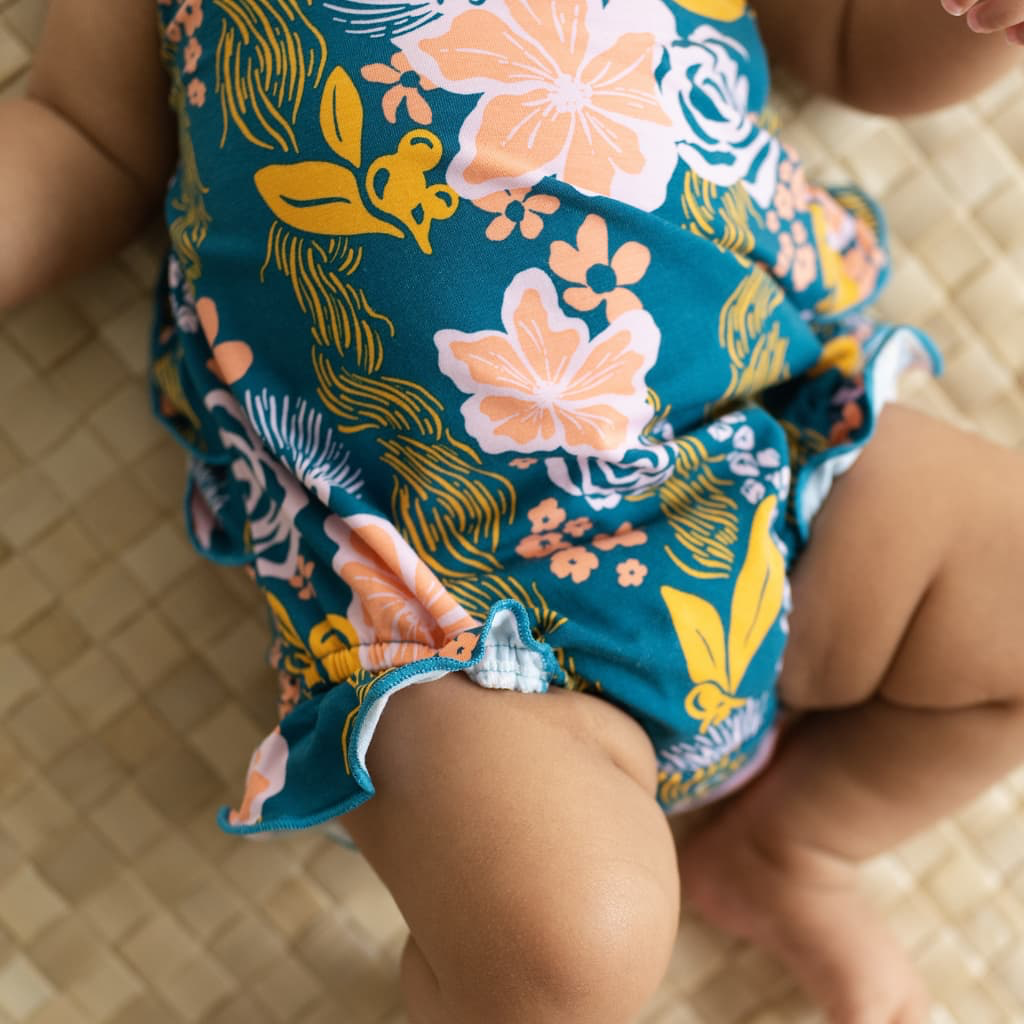 Lā Lei - Ruffle Bamboo Romper - Coco Moon