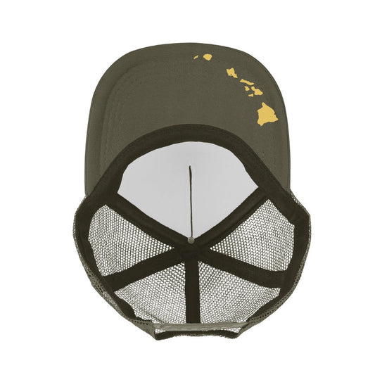 4Quilt Trucker Hat- Olive/Gold - Na Koa Brand