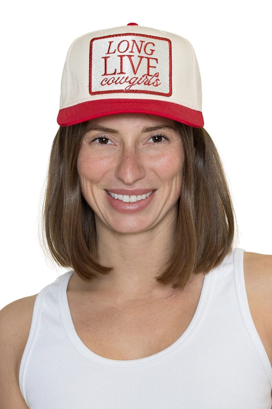 Long Live Cowgirls Trucker Hat in Red Split - Friday Feelin'