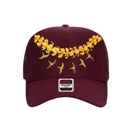 Pua x Iwa Trucker Hat- Maroon- Na Koa Brand