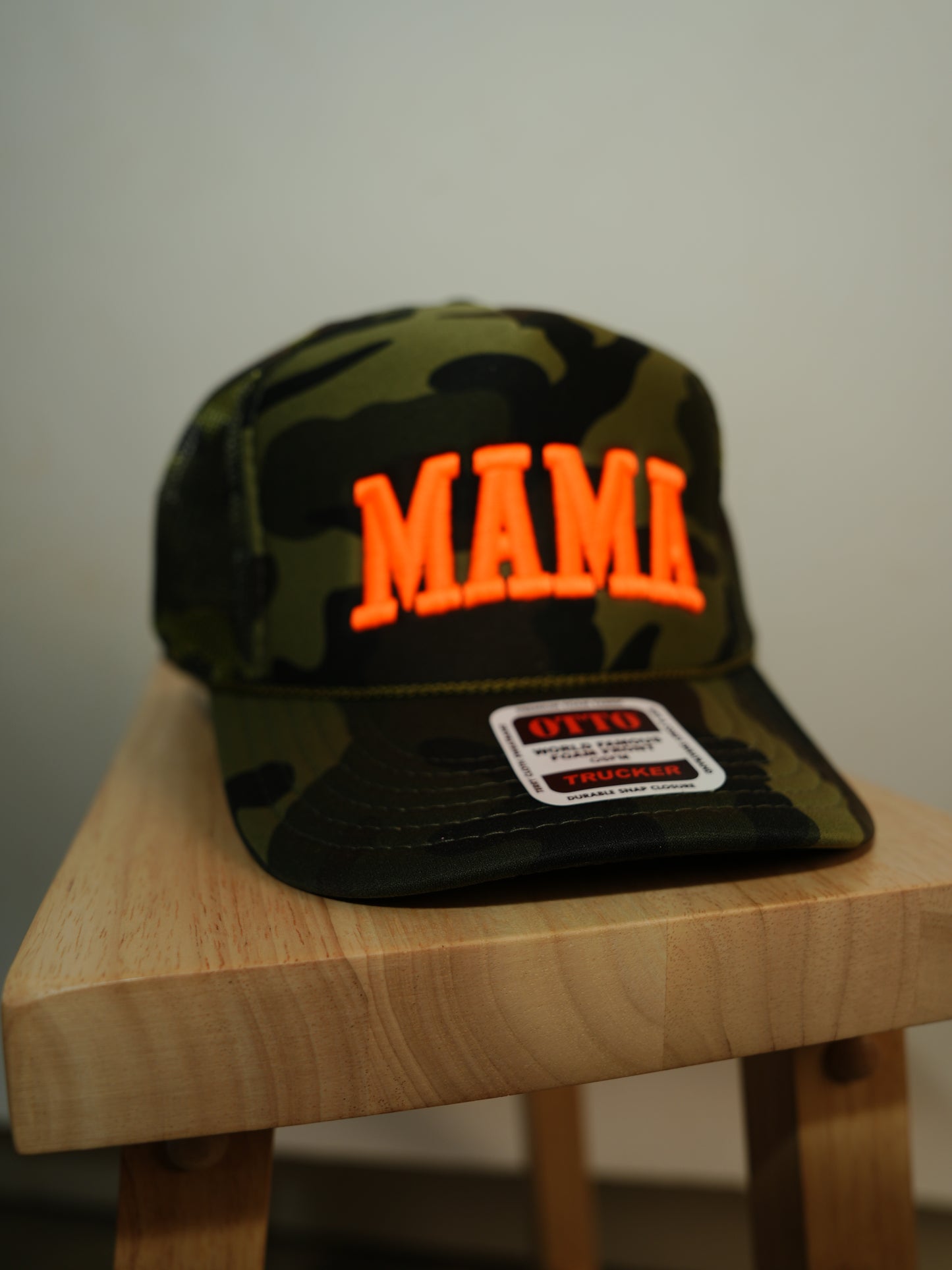 MAMA TRUCKER HAT - Camo - Neon Letters