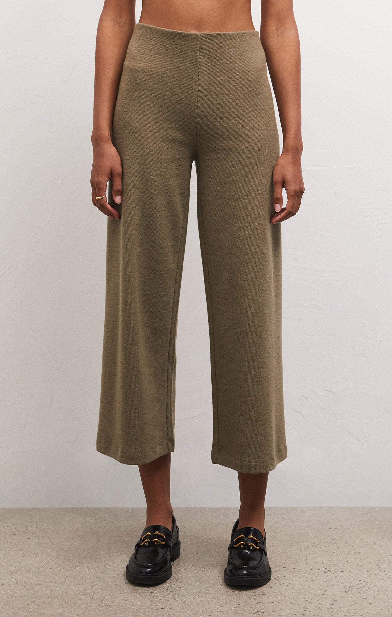 Delaney Brushed Rib Pant - Kelp - ZP234213