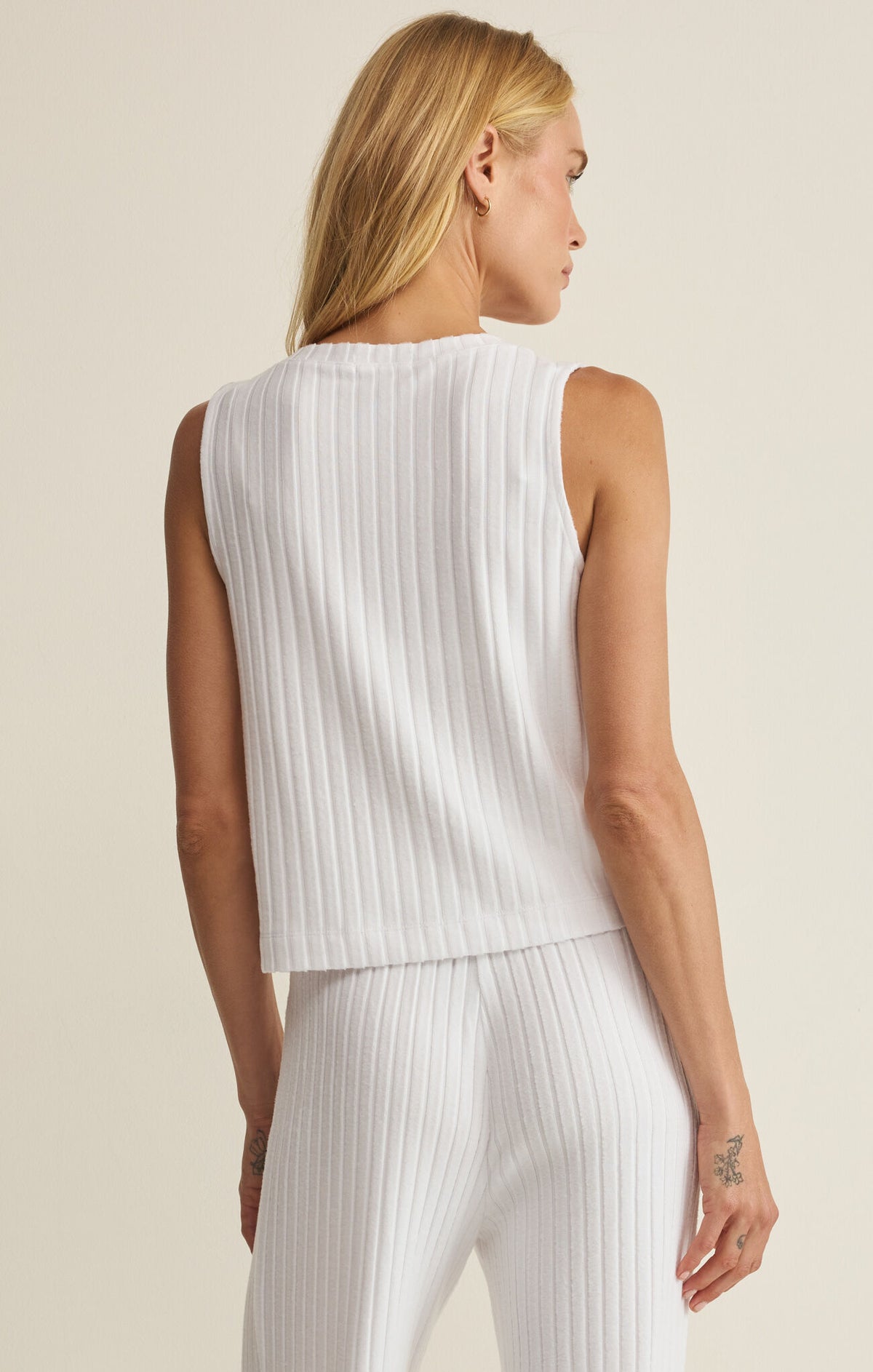 Sloane V-Neck Rib Tank - White - ZLT261860
