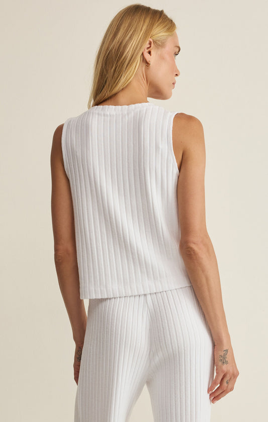 Sloane V-Neck Rib Tank - White - ZLT261860