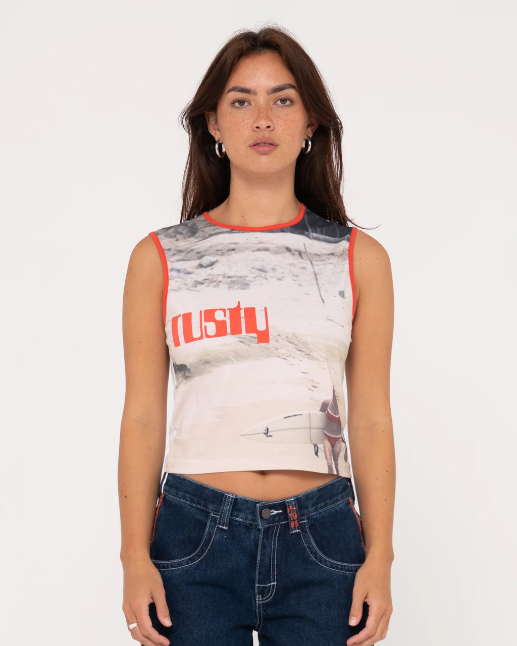 All Ova Slim Fit Sleeveless Skimmer Tank- RUSTY USA