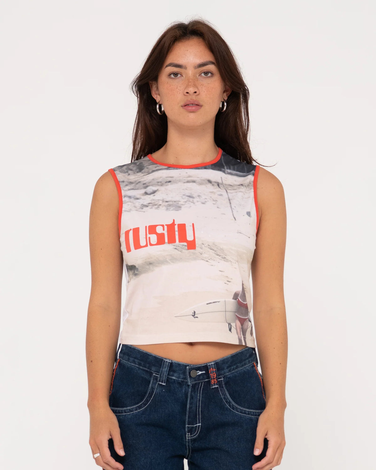 All Ova Slim Fit Sleeveless Skimmer Tank- RUSTY USA