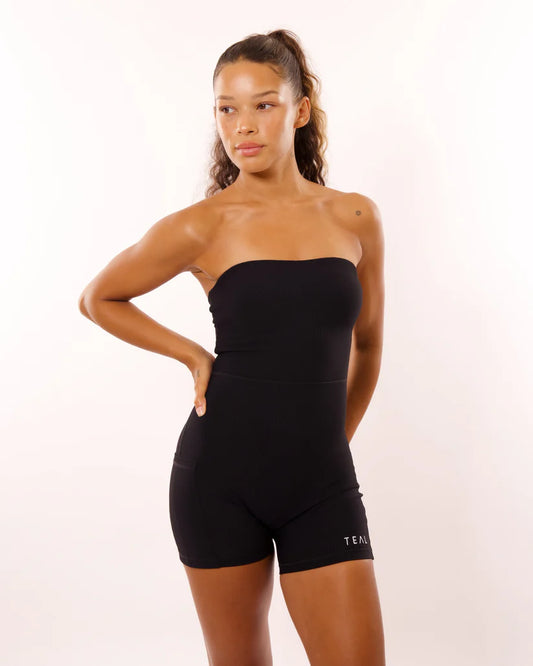 Ribbed Anu Strapless Jumpsuit - Black - ABT