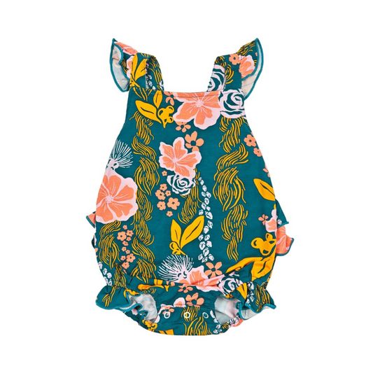 Lā Lei - Ruffle Bamboo Romper - Coco Moon