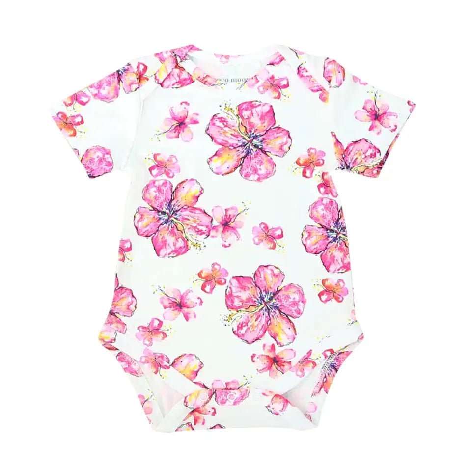 Hibiscus Kiss - Baby Bamboo Onesie- Coco Moon