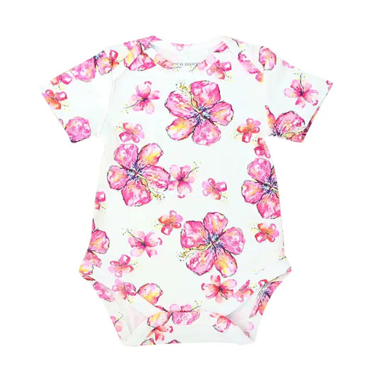 Hibiscus Kiss - Baby Bamboo Onesie- Coco Moon