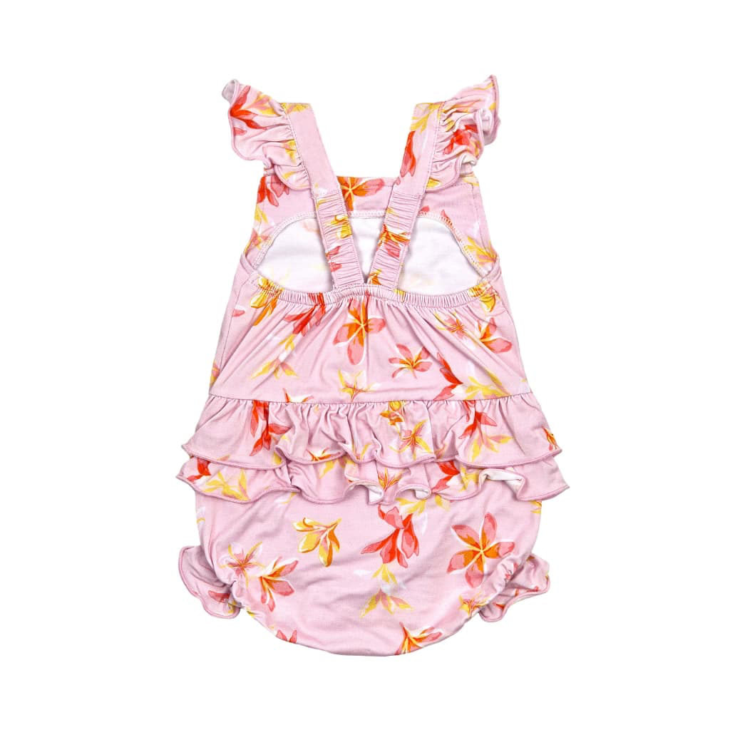 Plumeria Honey - Ruffle Bamboo Romper - Coco Moon