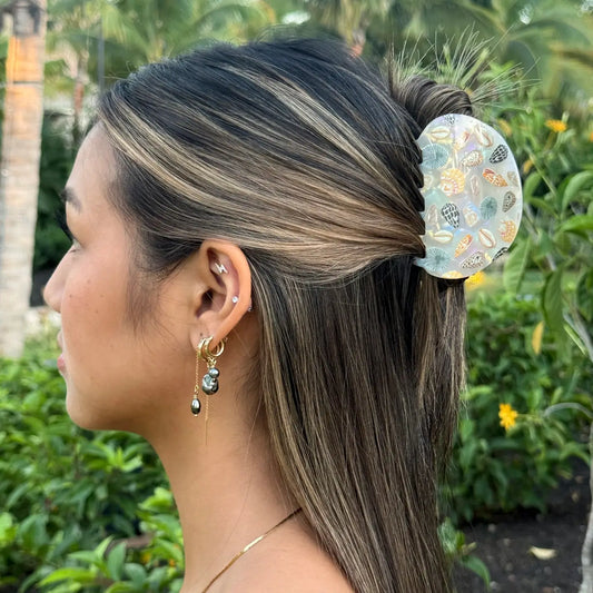 Mahina SHELL HUNTAH WHITE Hair Claw - Phases Hawaii