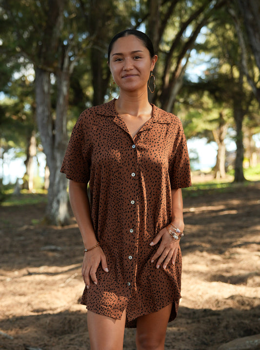 Calabria Shirt Dress - Granelli Cocoa