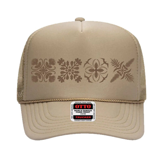 4Quilt Trucker Hat- Beige/Brown - Na Koa Brand