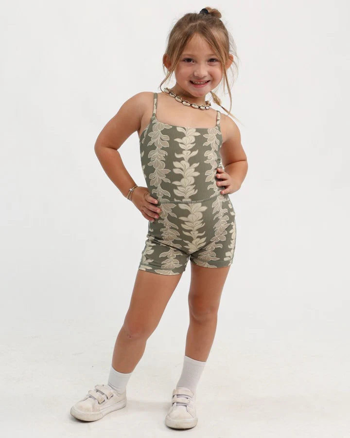 Mini Kayla Jumpsuit - Ribbed Plumeria Lei Sage
